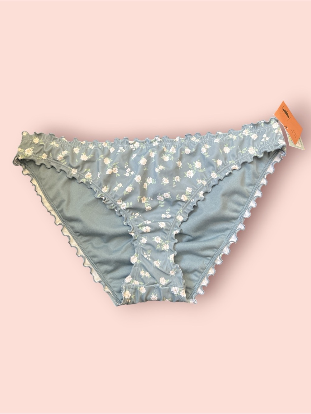 Shade & Shore Light Blue Floral Ruffle Bikini Bottoms